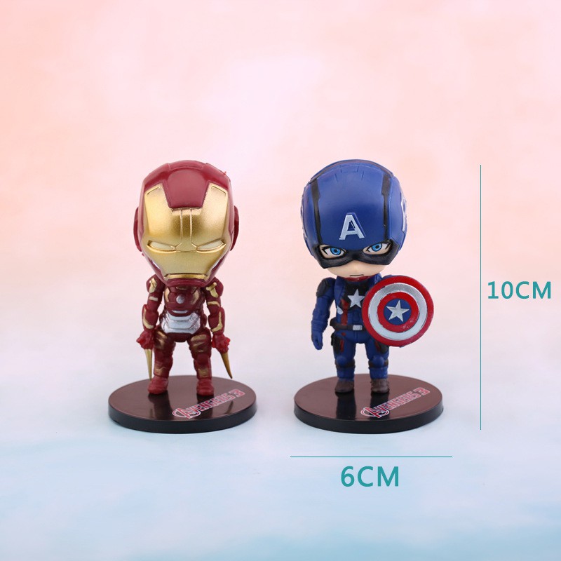 Mô hình biệt đội Siêu Anh Hùng (Set 6) Avenger Mavel phiên bản Chibi (Tặng chân đế)