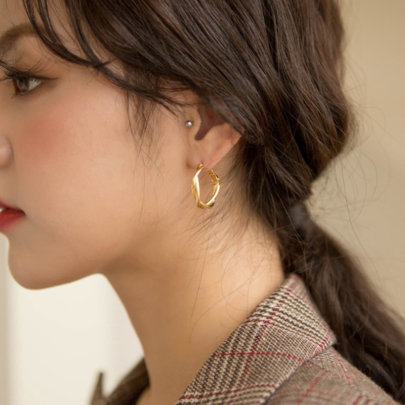 Hoa tai kim loại mặt tròn thiết kế độc đáo hợp thời trang