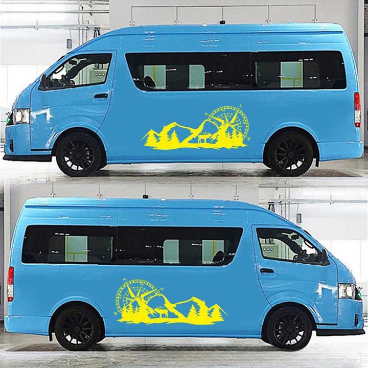 Decal S12 Dán Xe Suv Rv Hình Núi Và La Bàn Tem Dán Xe Dài Siêu Bền Đẹp Trangdiemxe