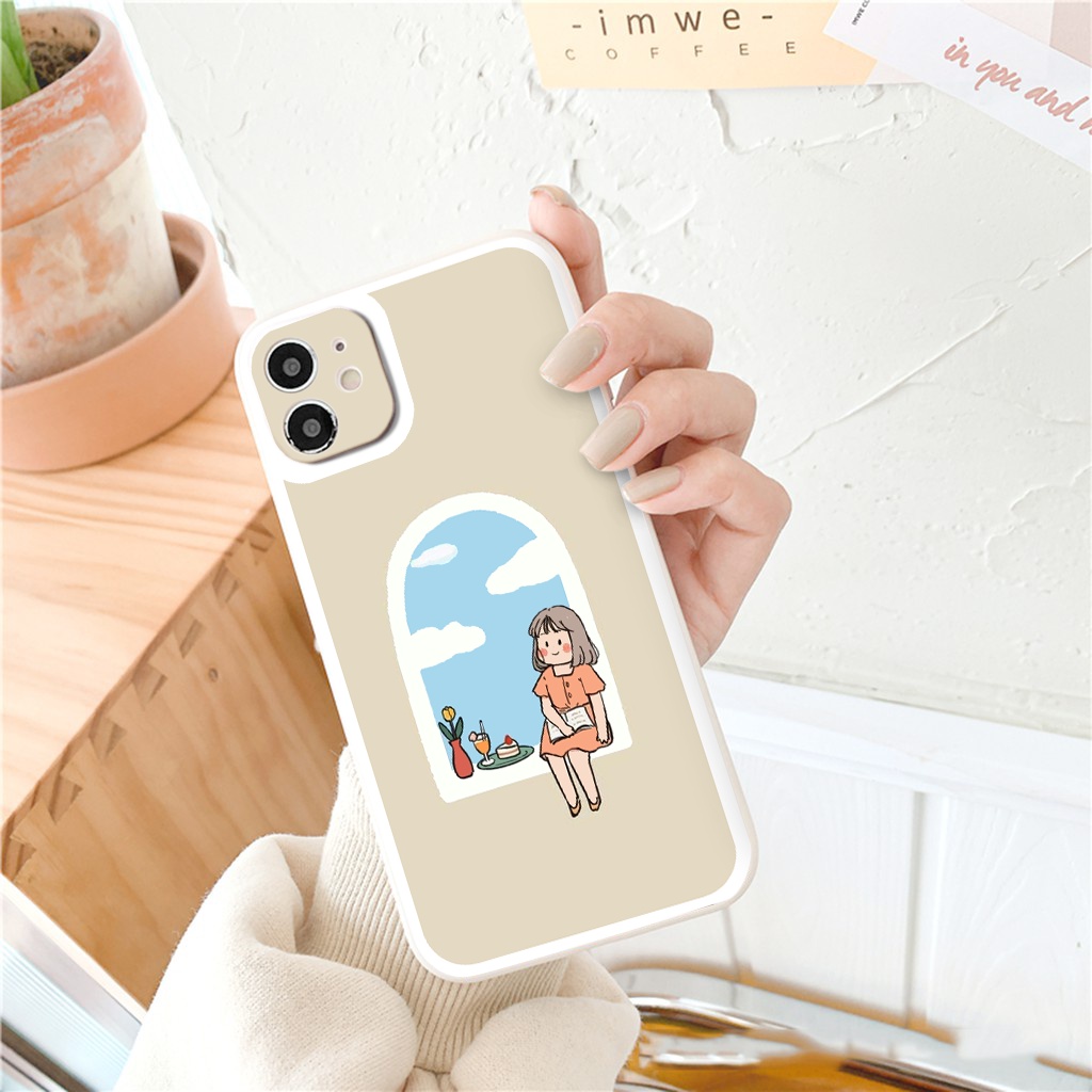 Ốp iphone hot trend Cô gái chill vuông cạnh ốp lưng iphone 6/6splus/7plus/8/8plus/xr/xs/12/13/pro/max/plus/promax tr1169