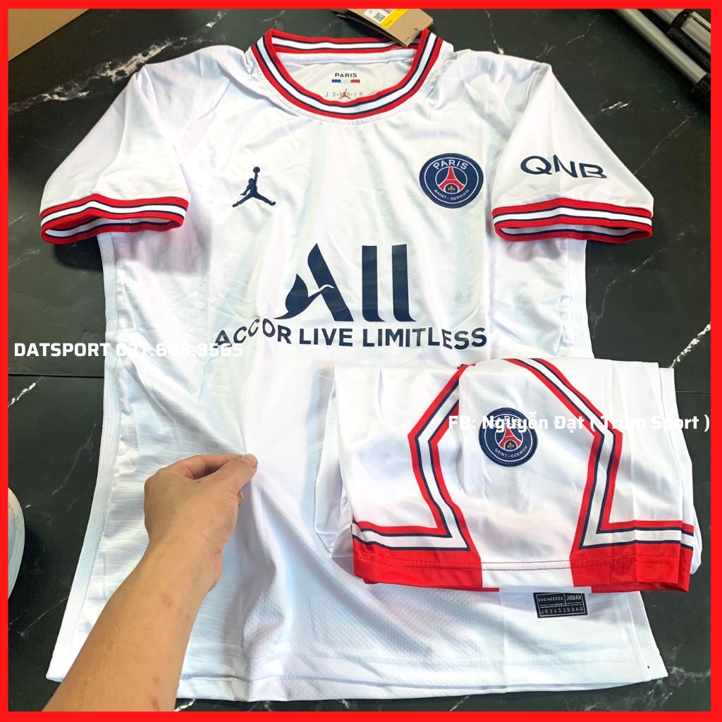 Áo PSG Trắng HOT 2022/23 | Bộ Quần Áo Bóng Đá Paris Saint-Germain 2022/2023 Sân Khách Màu Trắng Hàng Thái Xịn