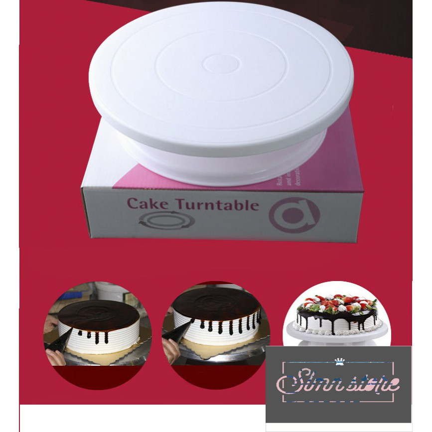 Bàn xoay trang trí bánh kem, dụng cụ trang trí bánh kem, bắt bông kem, 6 đui bắt bông kem tiện lợi