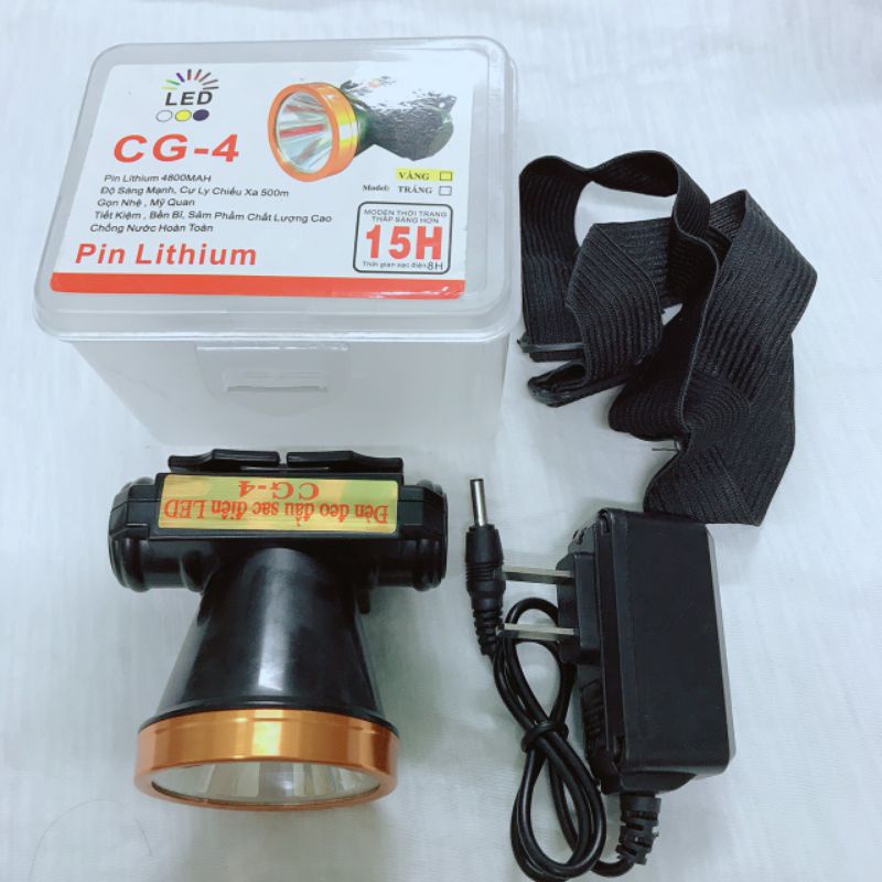 Đèn đội đầu pin sạc siêu sáng A4 loại 1 sáng hơn 10h tùy theo  cấp độ