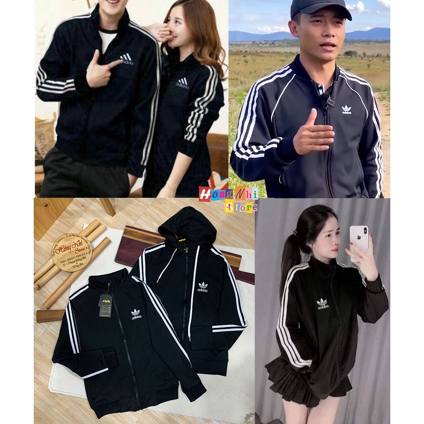 Áo khoác Thun Thể Thao 3 Sọc Có Nón, Không Nón Unisex Nam Nữ