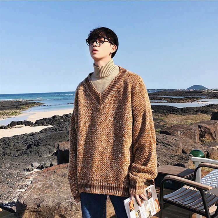 Áo Sweater Cổ Lọ Dáng Rộng Giả Nhiều Lớp Thời Trang Mùa Đông Cho Nam | BigBuy360 - bigbuy360.vn