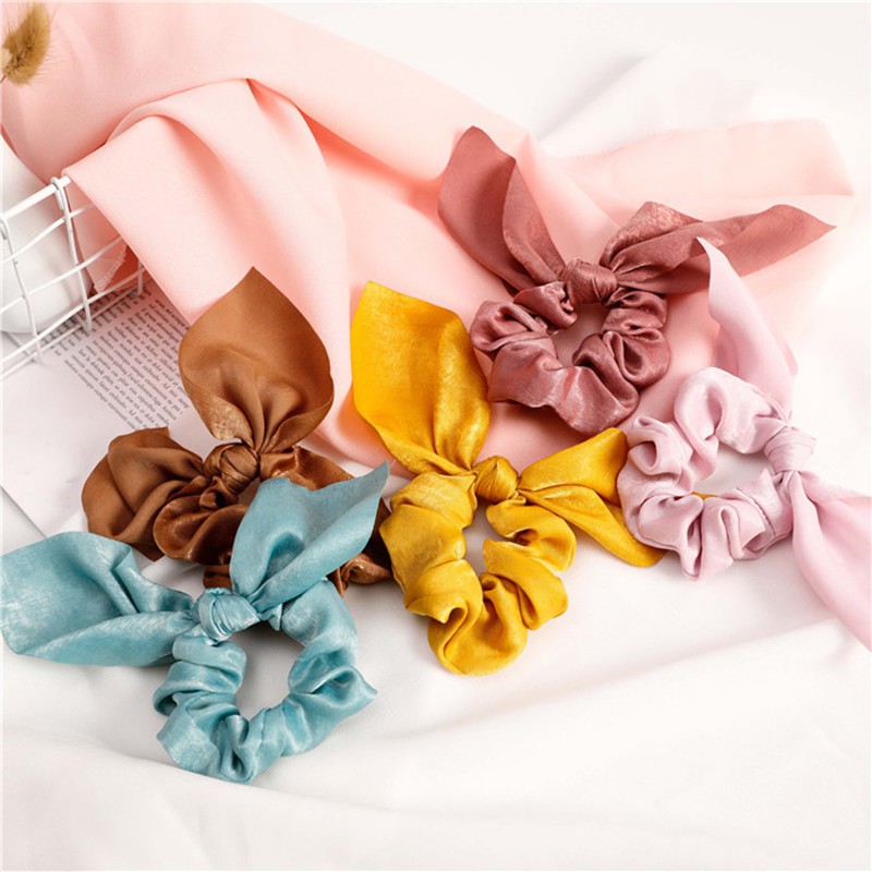 Cột Tóc Scrunchies Nơ Ngắn Mùa Thu Đáng Yêu Hot Style
