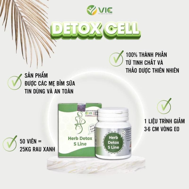 Viên Xơ Detox Cell Thảo Mộc Herb Detox S Line Vic lọ 55 viên