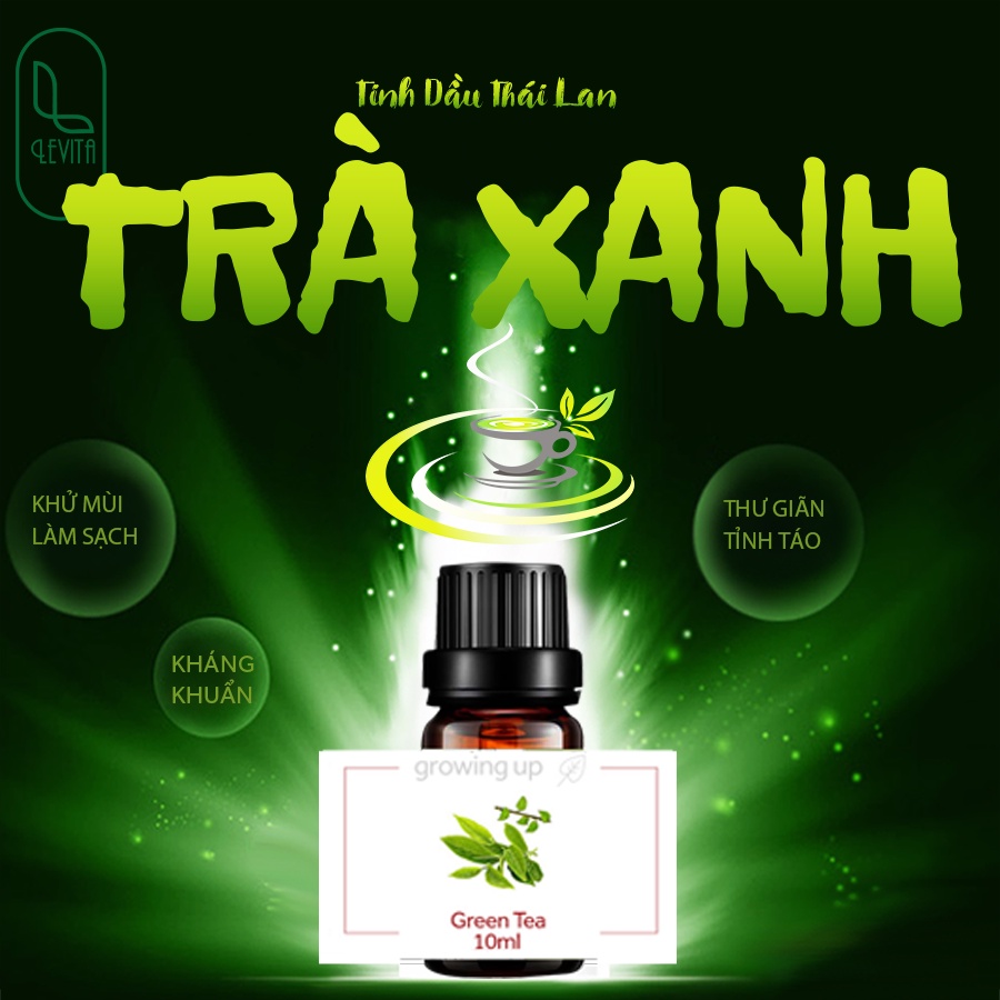 Tinh Dầu Thiên Nhiên Trà Xanh 10ml - Nhập Khẩu - Thái Lan - Dùng đèn nến - máy xông - khuếch tán - thơm phòng - treo xe