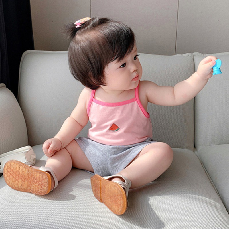 Áo Hai Dây Mỏng Mùa Hè Họa Tiết Hoạt Hình Phong Cách Hàn Quốc Cho Bé