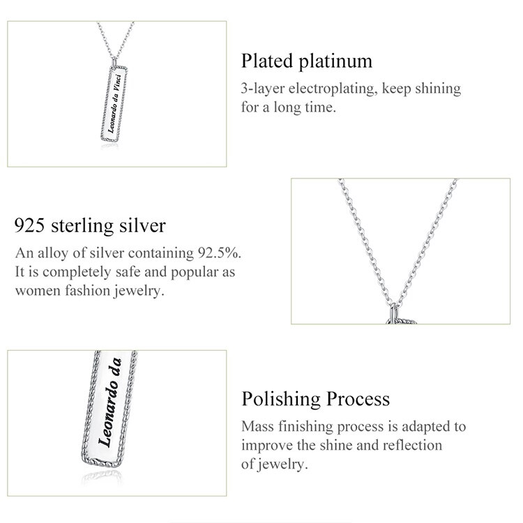 Dây Chuyền BAMOER BSN167 Bằng Bạc Sterling 925 Mặt Khắc Chữ Tinh Tế