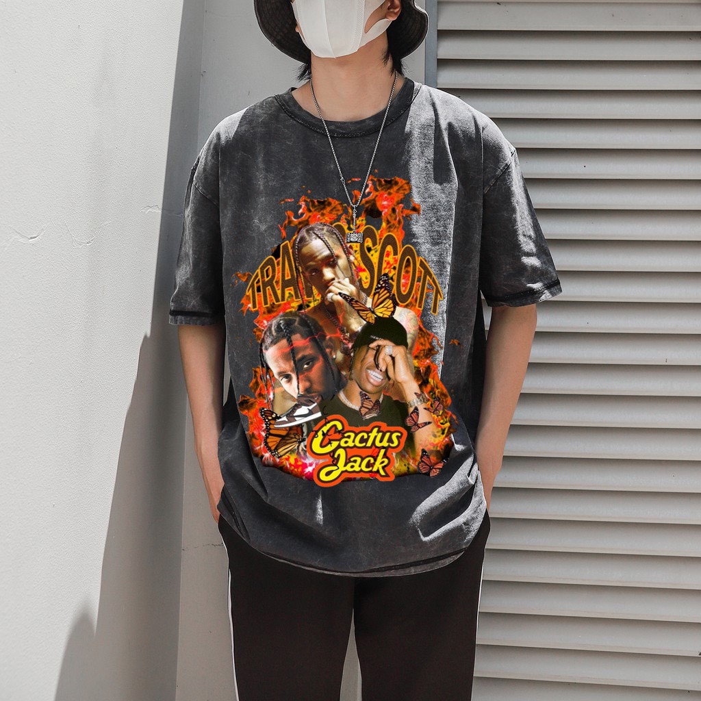 Áo thun TRAVIS SCOTT unisex - Áo phông nam nữ Ullzang tay lỡ 100% Cotton 3 size M,L,XL - OCEAN.CLO