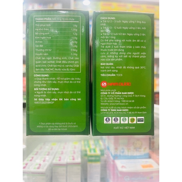 Siro thanh nhiệt Ích Nhi - 4 vỉ x 5 ống nhựa 10ml
