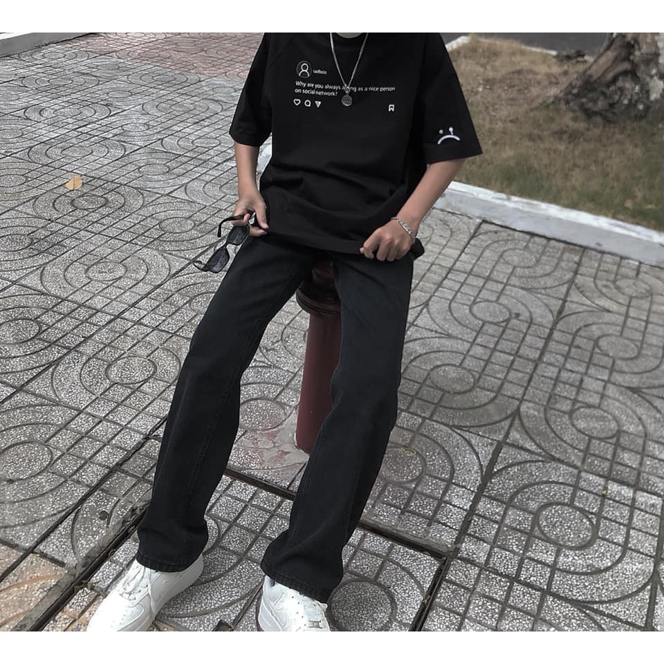 Áo thun nam nữ sad boiz sadtagram, Áo thun tay lỡ form rộng Sadboiz Sadtagram chất cotton co dãn thêu logo KUNNI25