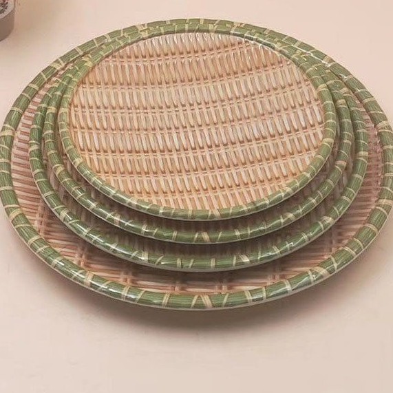 Đĩa Phíp giả tre đan - Mẹt đựng đồ ăn