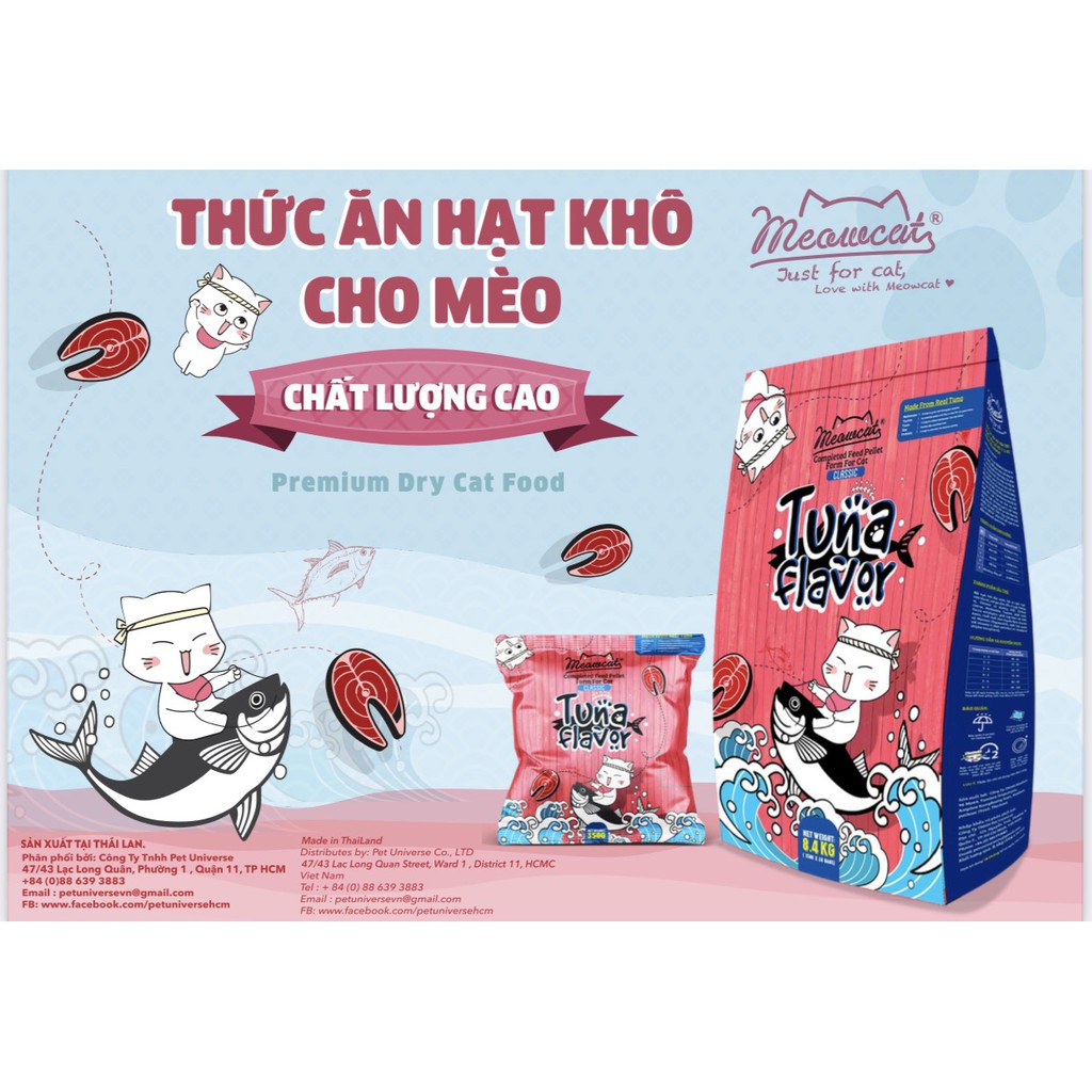 Hạt cho mèo Meowcat 350g, thức ăn khô cho mèo con lớn nhỏ Con Mèo Xiêm