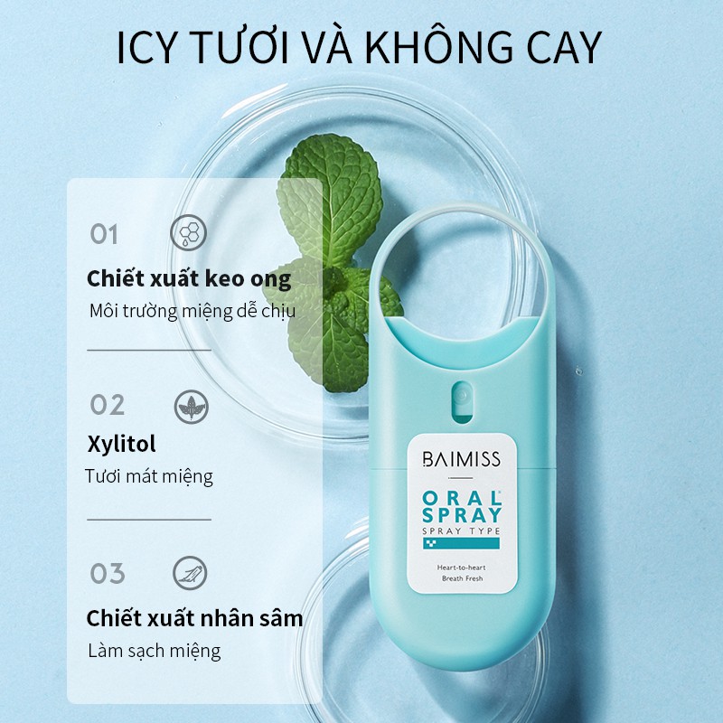 Chai xịt miệng BAIMISS chăm sóc làm sạch tươi mát hơi thở 10ml