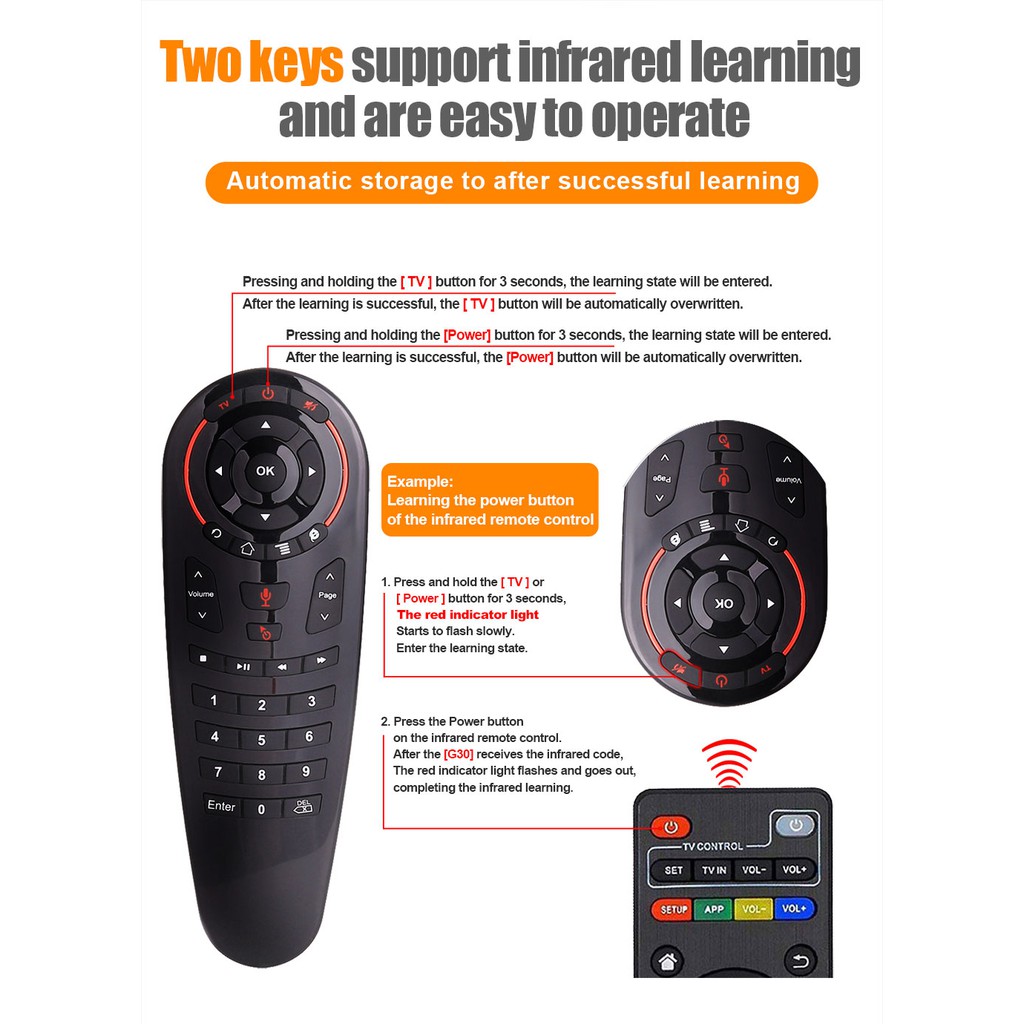 Chuột bay G30s học lệnh 33 phím Điều khiển tìm kiếm giọng nói Air Mouse Remote Voice G30