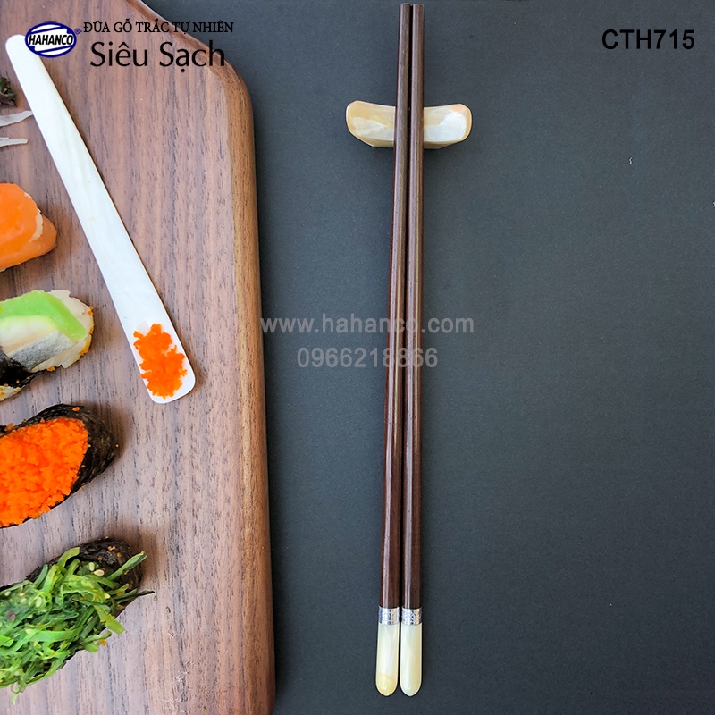 Đũa Trắc Đầu Ốc Búp Viền Bạc Super VIP HAHANCO (10 Đôi) Dành Cho Nhà Giàu - CTH715