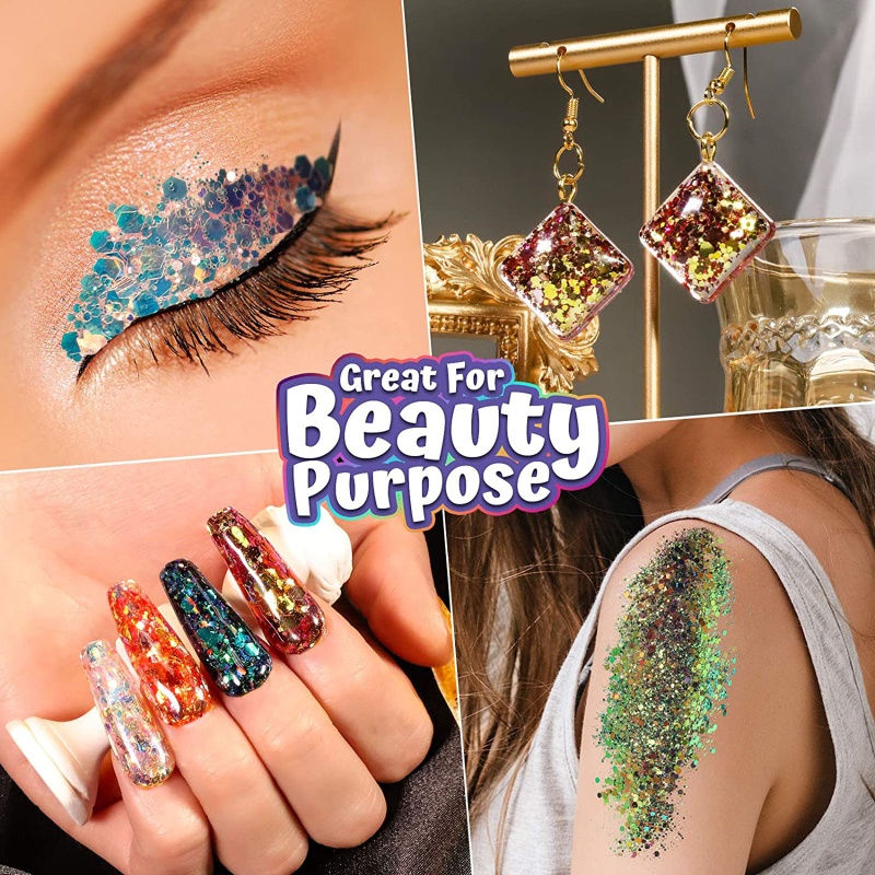 Sa Đồ Chơi Slime Hình Lục Giác Đính Kim sa Lấp Lánh