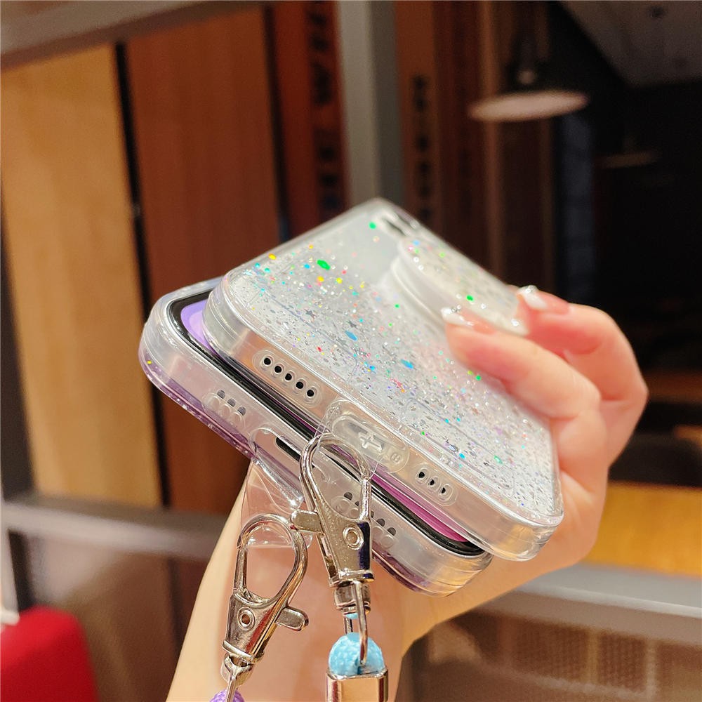 Ốp lưng kèm dây lấp lánh cho Samsung A32 A52 A72 4G 5G A02s