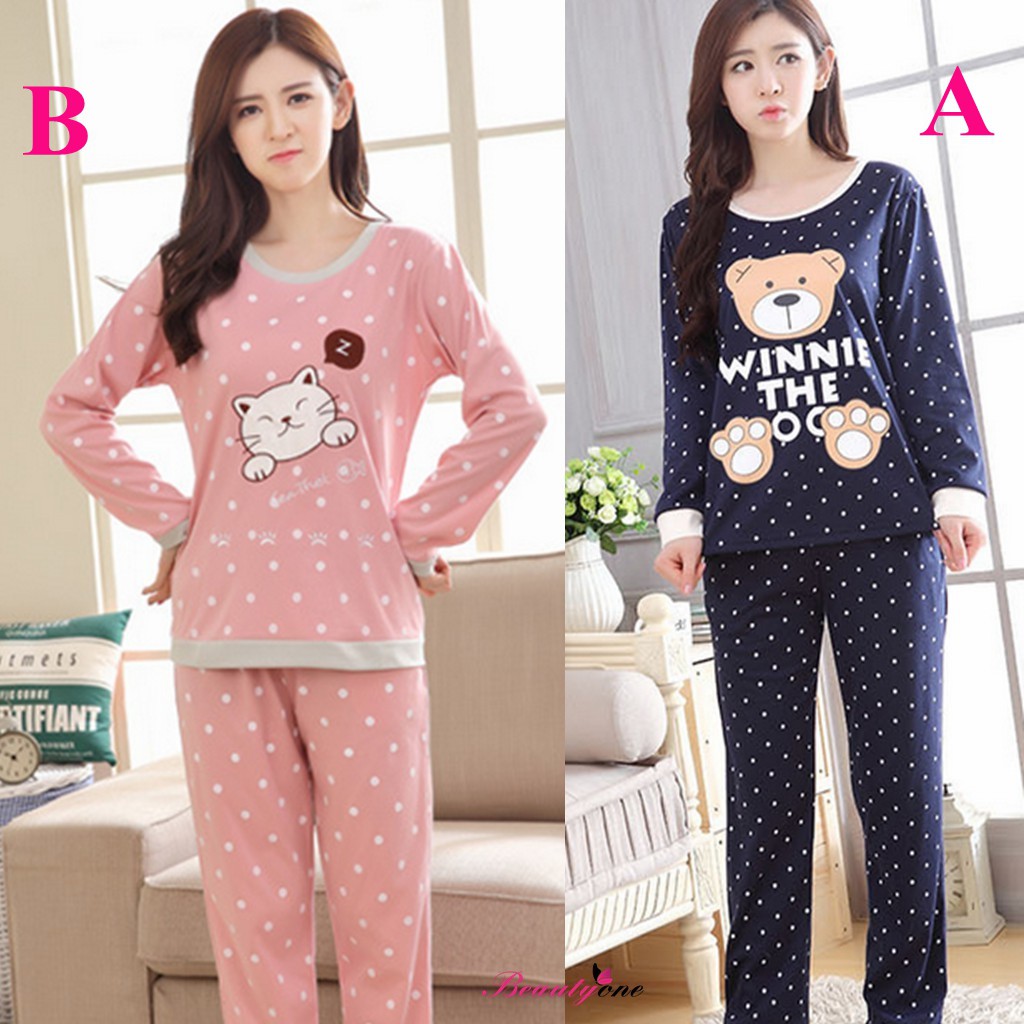 Set Đồ Ngủ Dài In Họa Tiết Dễ Thương Cho Nữ | BigBuy360 - bigbuy360.vn