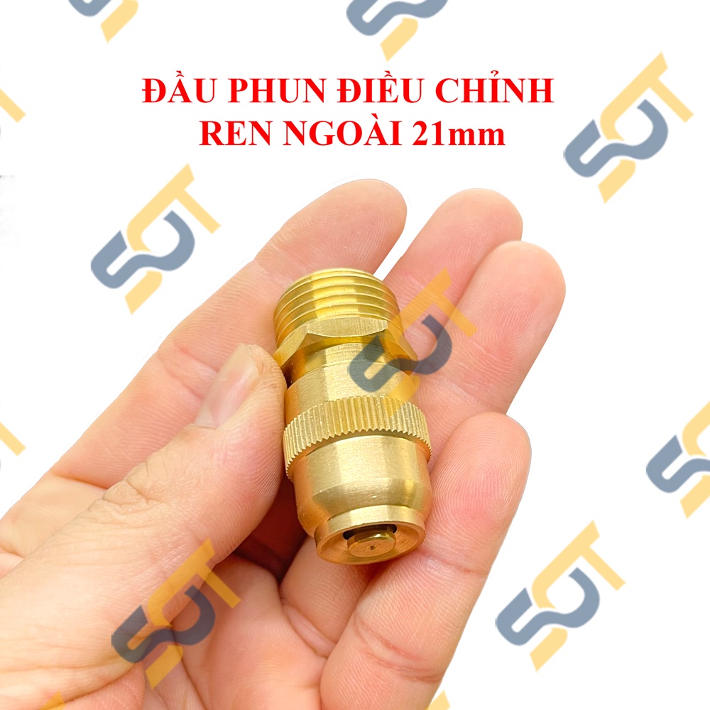 [ĐIỀU CHỈNH NƯỚC] Béc phun đồng thau ren ngoài 1/2 (21) điều chỉnh bán kính góc phun (Bình xịt khử khuẩn - Làm mát mái)