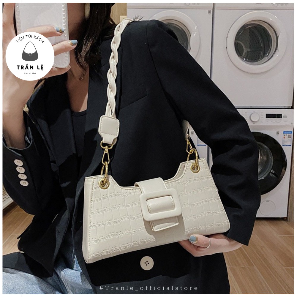 Túi xách nữ dây xoắn khóa vuông cực trendy 2021 túi đeo vai Hàn Quốc , túi kẹp nách cao cấp mùa hè L14
