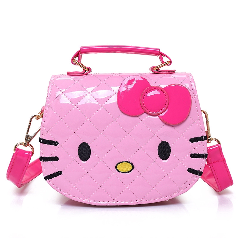 Túi đeo chéo mini da PU hình Hello Kitty cho bé gái