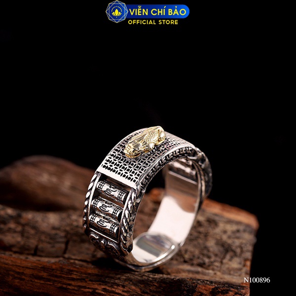 Nhẫn bạc nam nữ Tỳ Hưu Thiên Lộc khắc Lục Tự Chân Ngôn chất liệu bạc Thái 925 thương hiệu Viễn Chí Bảo N100896