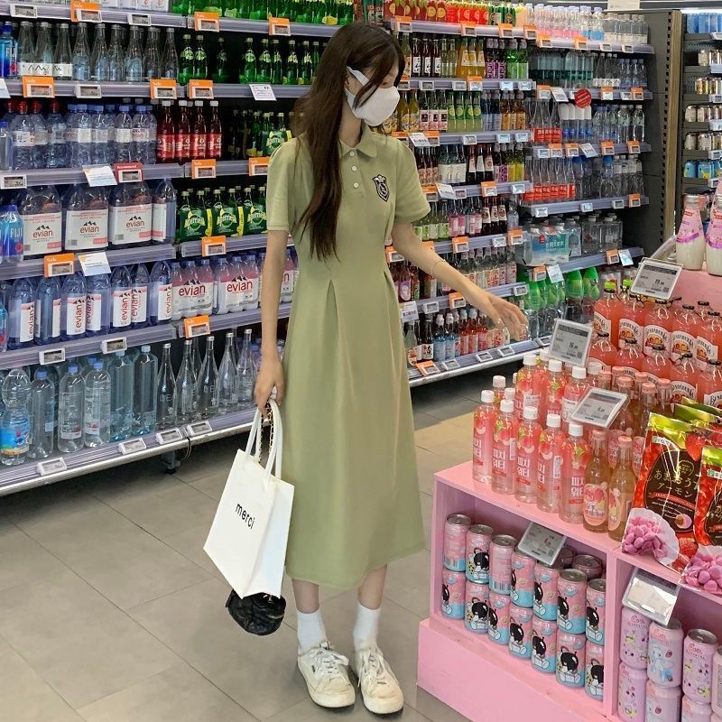 Đầm Tay Ngắn Cổ polo Dáng Chữ A Thời Trang Mùa Hè Mới Cho Nữ