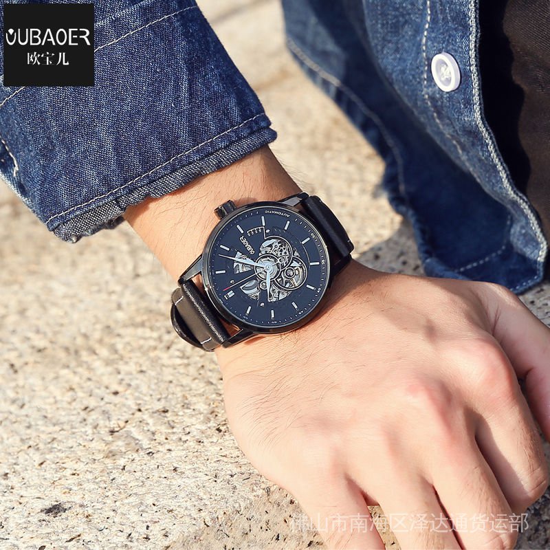 Hàng Chính Hãng Swiss Đồng Hồ Cơ Tự Động Chống Thấm Nước Dây Da Thật Cao Cấp Phong Cách Doanh Nhân Cho Nam