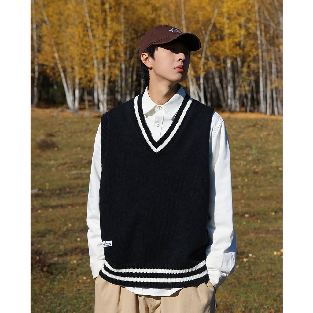 Áo Sweater Dệt Kim Cổ Chữ V Dáng Rộng Phong Cách Hàn Quốc Thời Trang Mùa Thu 2022 Cho Nam Và Nữ