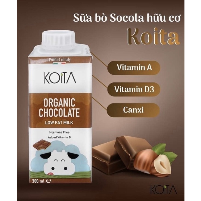 [KOITA] Sữa tươi vị socola hữu cơ 200ml