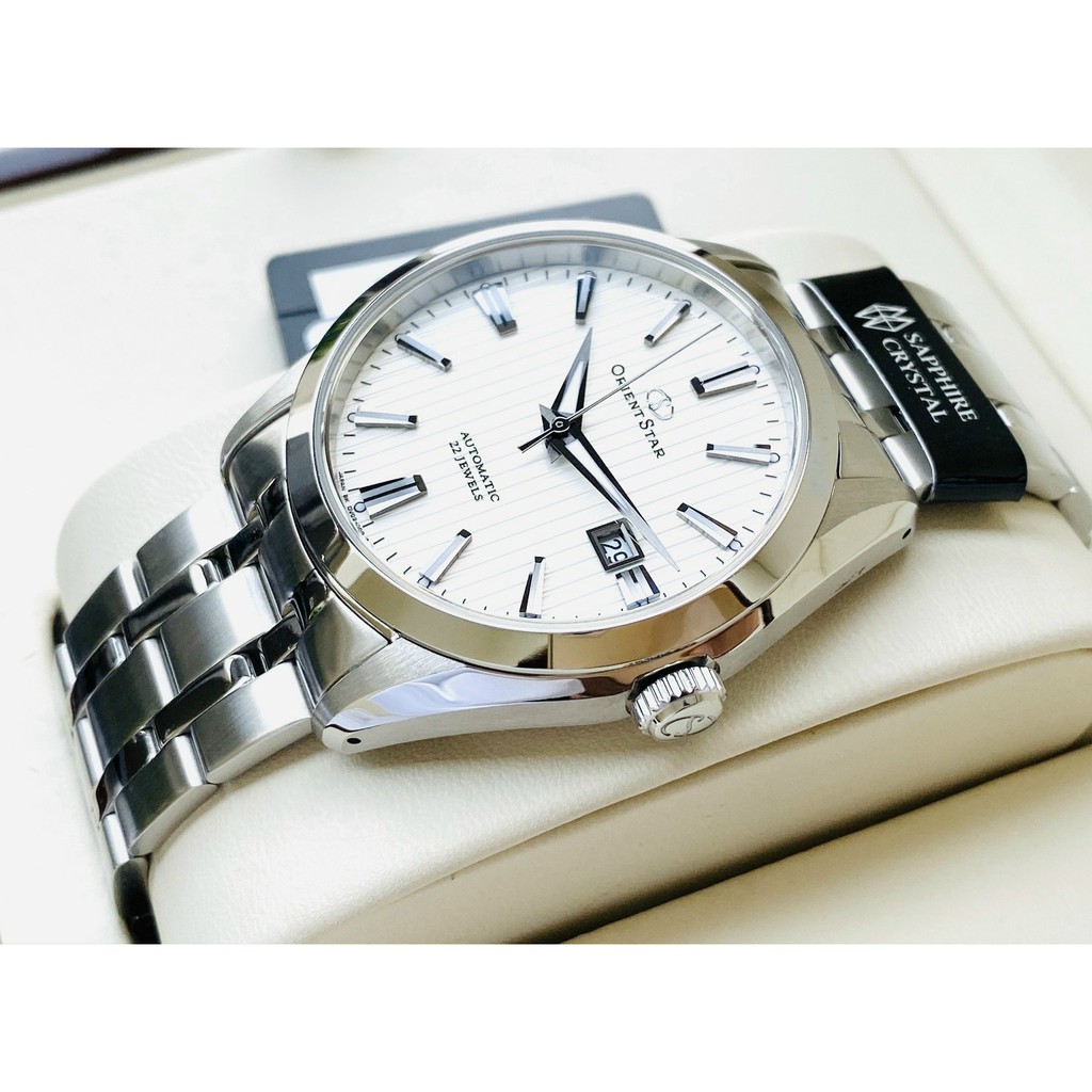 Đồng hồ Nam chính hãng Orient Star SDV02003W0 Mặt trắng,Lịch ngày-Máy cơ Automatic-Dây kim loại cao cấp-Size 40mm