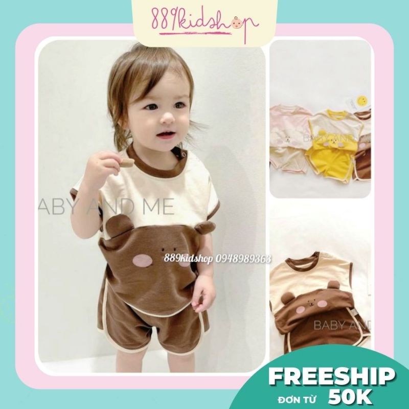 Đồ bộ cho bé trai bé gái hình mặt thú kute, bộ cotton cho bé ảnh thật shop quay chụp