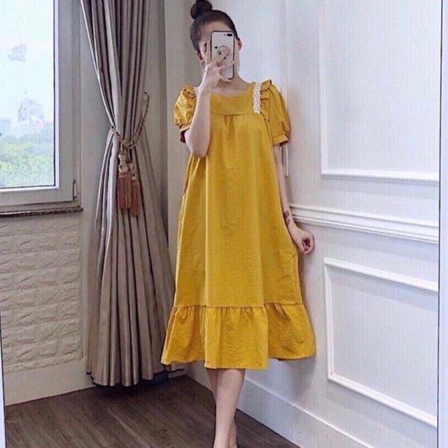 Váy bầu DÁNG SUÔNG CHẤT ĐŨI thiết kế tôn dáng, thanh lịch, mềm mại,mát, thấm hút mồ hôi V210
