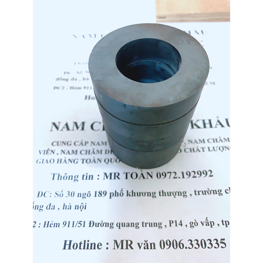 Nam châm tròn màu đen 60x15 lỗ 32mm ferrite