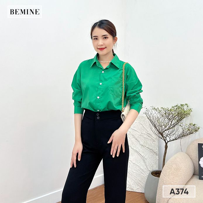 Áo sơ mi form rộng túi ngực BEMINE A374XANH