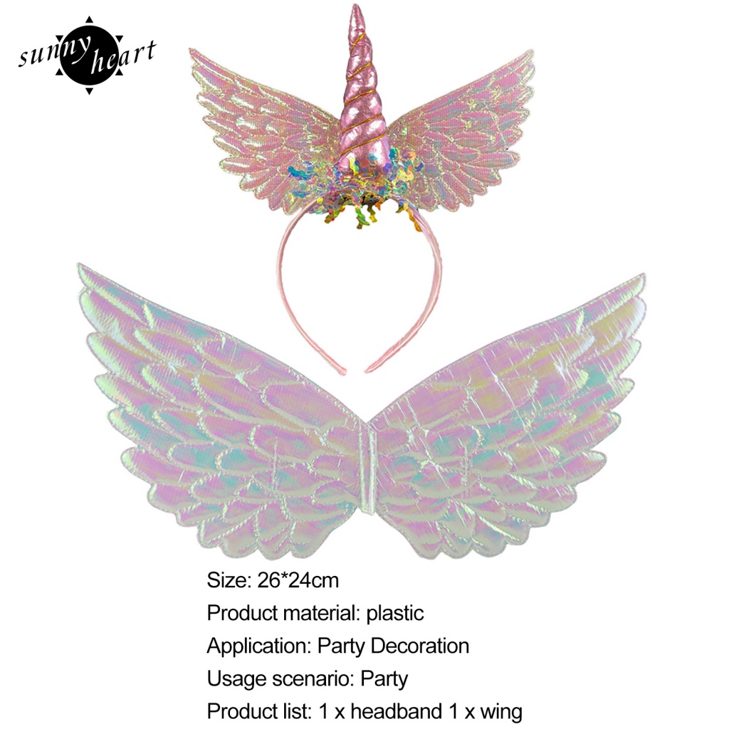 1 Băng Đô Cài Tóc Hình Sừng Kỳ Lân Có Cánh Hóa Trang Halloween