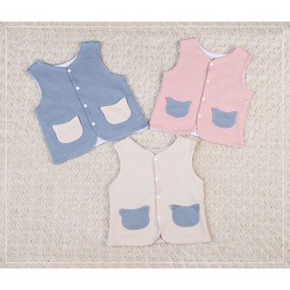 Áo gile len thu đông bé gái phối túi in hình mèo size 1-4T, cho bé từ 9-16kg, chất len dày dặn, mặt trong có lót