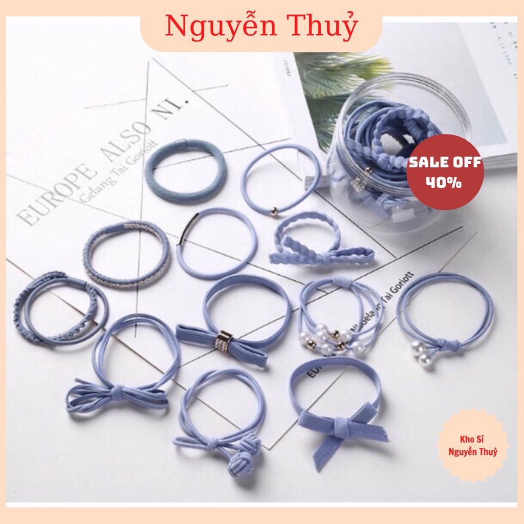 Set 12 Dây Buộc Tóc Hàn Quốc Siêu Xinh Kèm Hộp Đựng Có Bán Sỉ