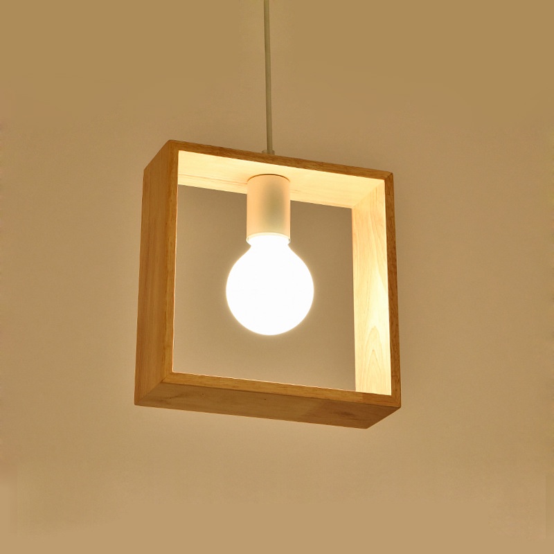 Chao đèn thả trần, chụp đèn treo trang trí phòng khách APF gỗ thông sang trọng hiện đại KS041