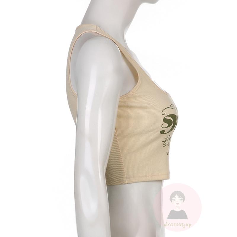 Áo Tank Top Nữ Không Tay Cổ Vuông In Họa Tiết Hình Học Thời Trang Mùa Hè