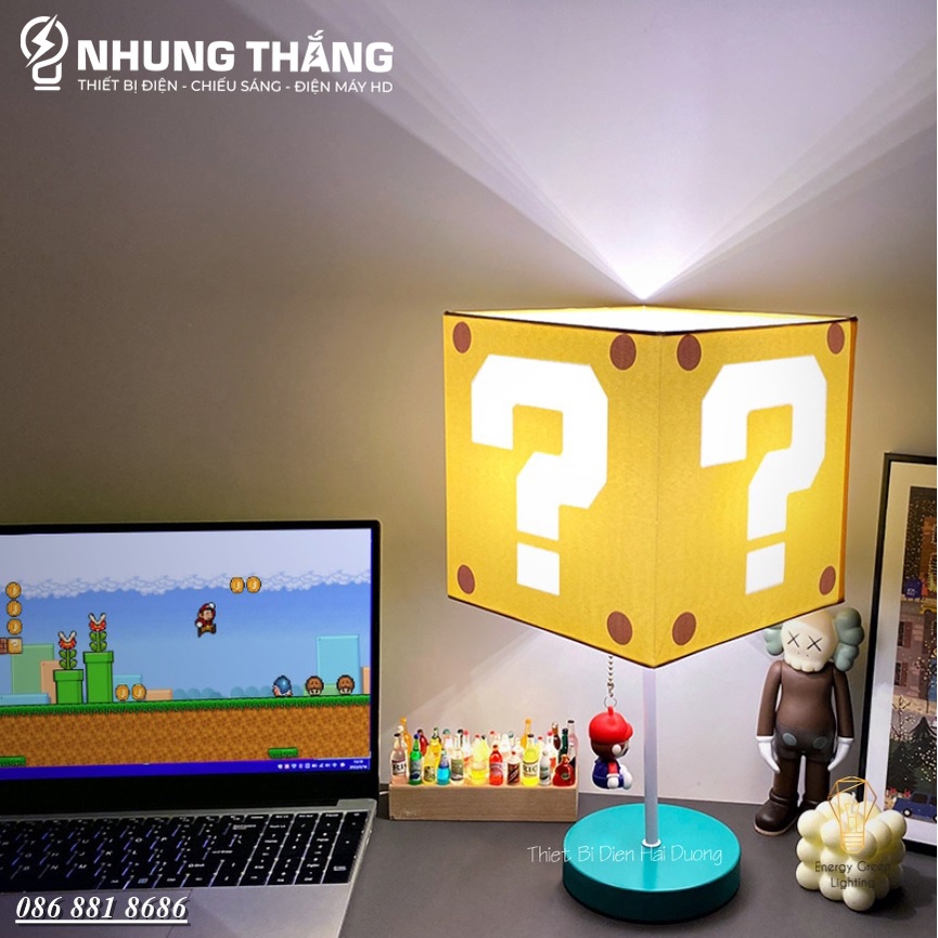 Đèn Bàn Dấu Hỏi Giật Dây Super Mario DB-915 - 3 Chế Độ Ánh Sáng - Decor Trang Trí Phòng Ngủ,Bàn Làm Việc - Bảo Hành 1Năm