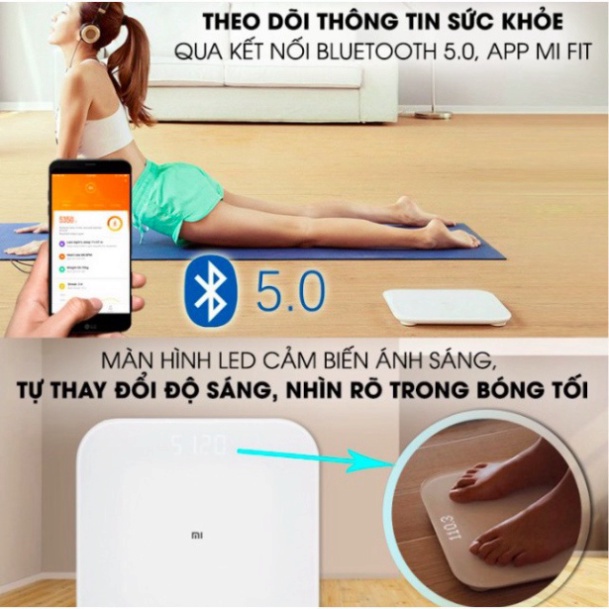 Cân điện tử thông minh bluetooth Xiaomi Body Fat Scale 2 Universal,bác sĩ gia đình,trợ lý sức khỏe-Bảo hành 12 tháng