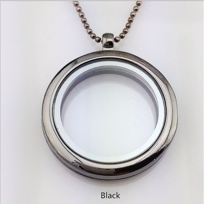 loica Silver Stainless Steel Living Memory Locket Floating Love Mom Charms Pendant Box Chain Necklace