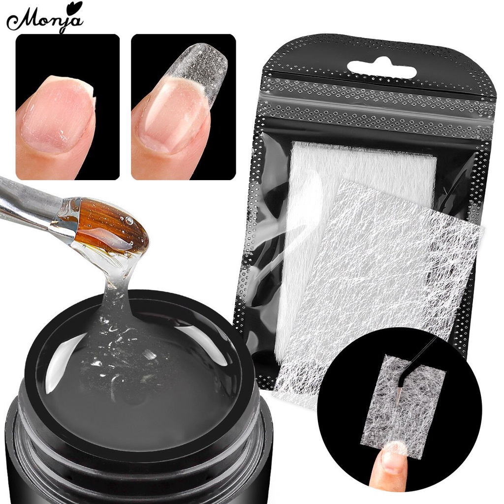 MONJA [Hàng mới về] Gel đắp móng + sợi thủy tinh không dệt nối dài móng 20ml