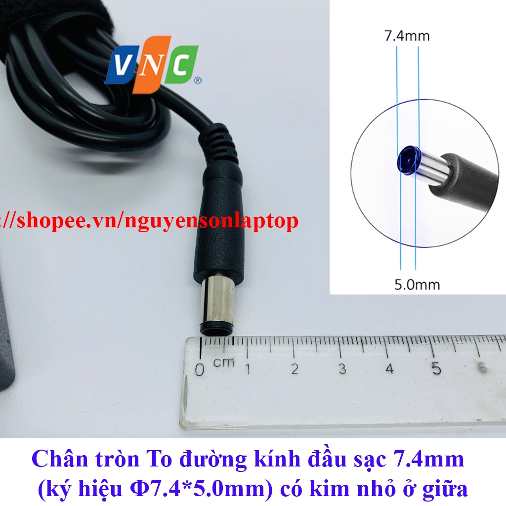 Sạc Laptop Dell 19.5V - 4.62A chân kim to Φ7.4 *5.0mm, adapter laptop dell (FREE SHIP ĐƠN TỪ 50K)