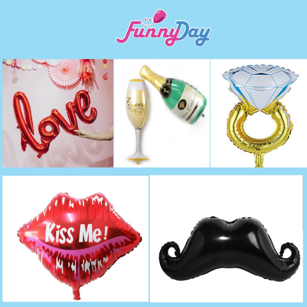 Bong Bóng Hình Râu/Chữ Love/Nhẫn Trang Trí Phòng [PHỤ KIỆN TRANG TRÍ TIỆC]