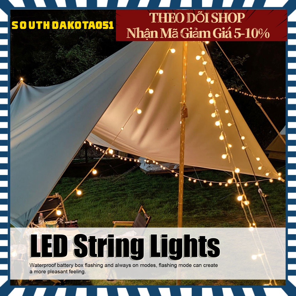 Dây đèn led trang trí hình trái cherry tròn màu vàng 6m dành cho cắm trại